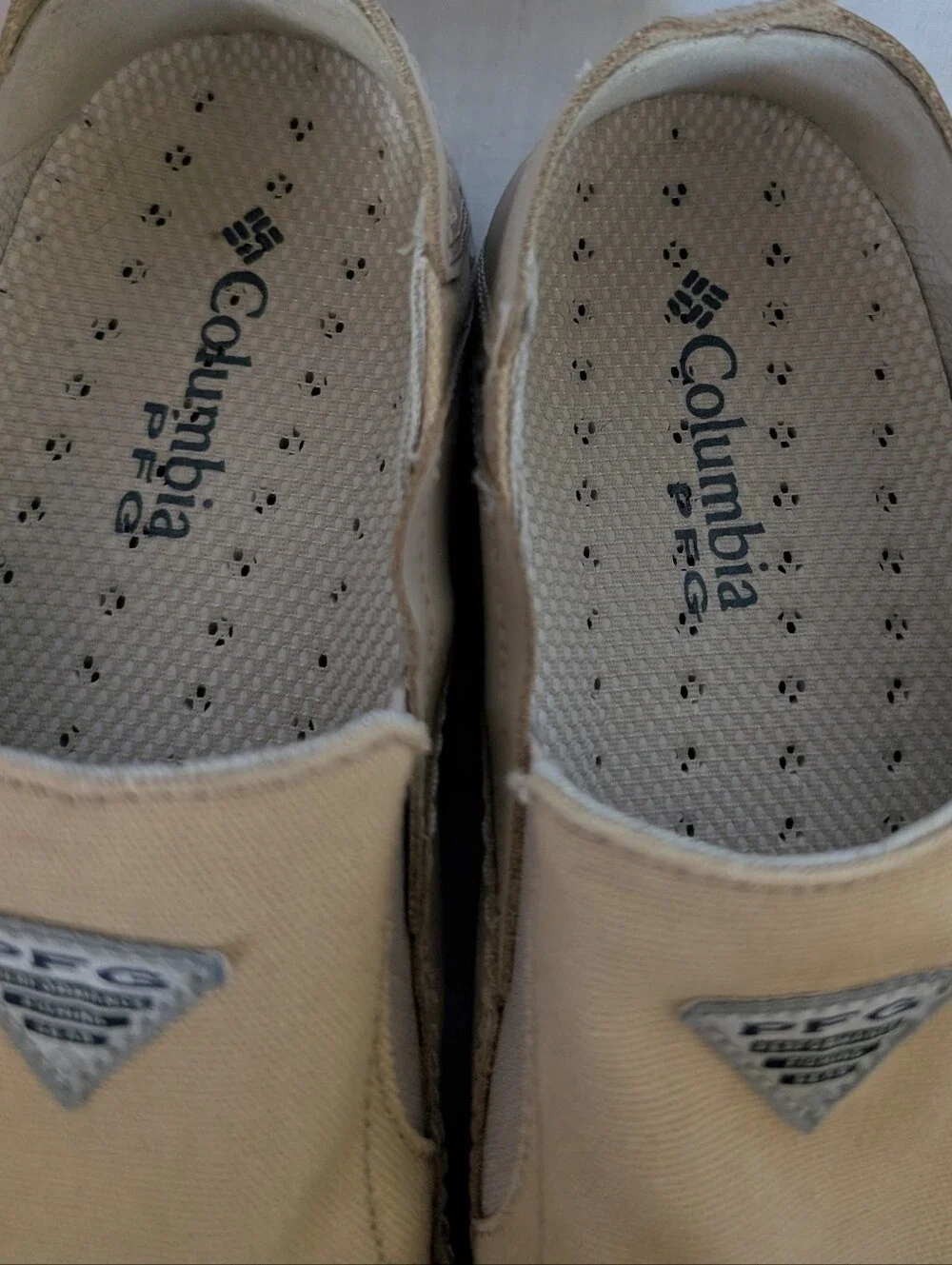Columbia Men's Bahama Vent PFG Shoes Waterproof Beige Boat Loafer Size 9.5